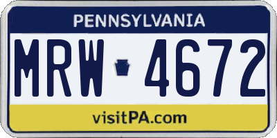 PA license plate MRW4672