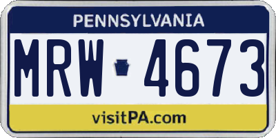 PA license plate MRW4673