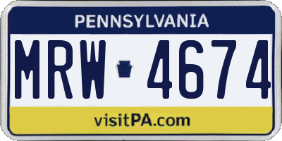 PA license plate MRW4674
