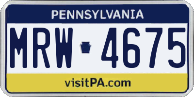 PA license plate MRW4675