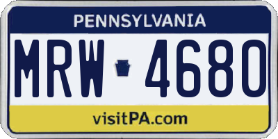 PA license plate MRW4680
