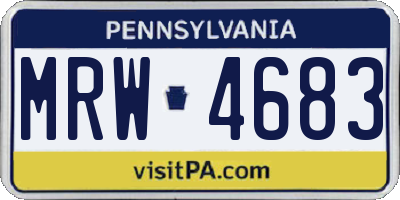 PA license plate MRW4683