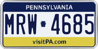 PA license plate MRW4685