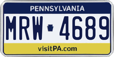 PA license plate MRW4689