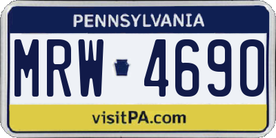 PA license plate MRW4690