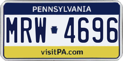 PA license plate MRW4696