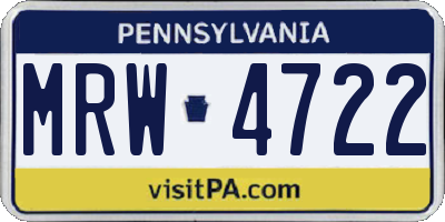 PA license plate MRW4722