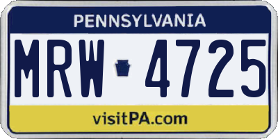 PA license plate MRW4725