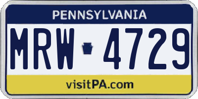 PA license plate MRW4729
