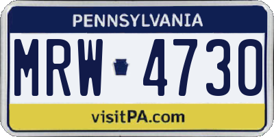 PA license plate MRW4730