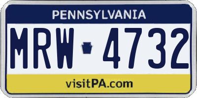 PA license plate MRW4732
