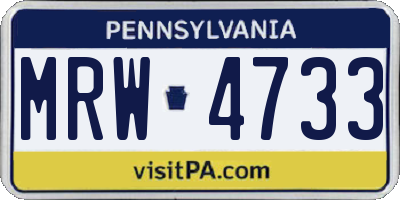 PA license plate MRW4733