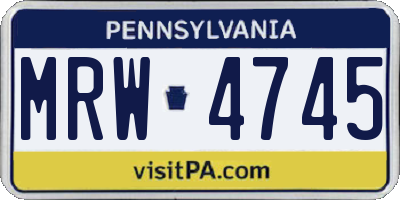 PA license plate MRW4745