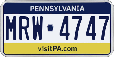PA license plate MRW4747