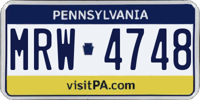 PA license plate MRW4748
