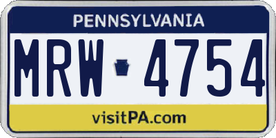 PA license plate MRW4754