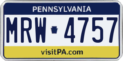 PA license plate MRW4757
