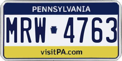 PA license plate MRW4763