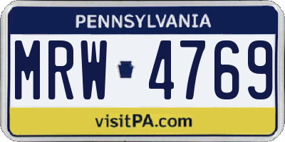 PA license plate MRW4769