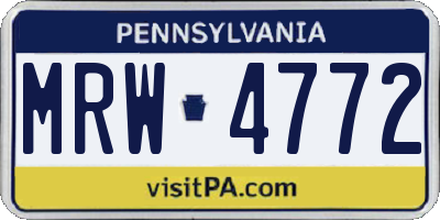 PA license plate MRW4772