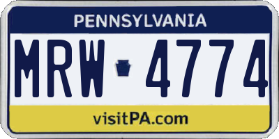PA license plate MRW4774
