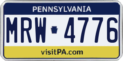 PA license plate MRW4776
