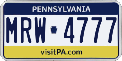 PA license plate MRW4777