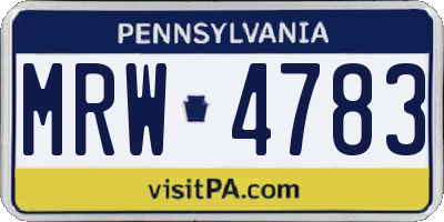 PA license plate MRW4783