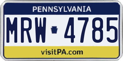 PA license plate MRW4785