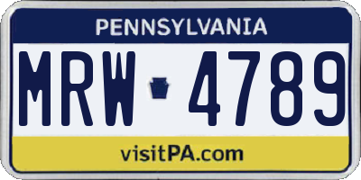 PA license plate MRW4789