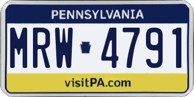 PA license plate MRW4791