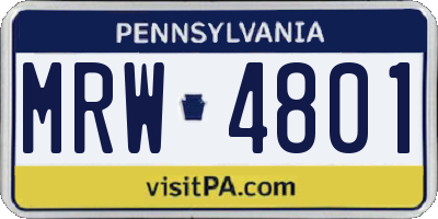 PA license plate MRW4801