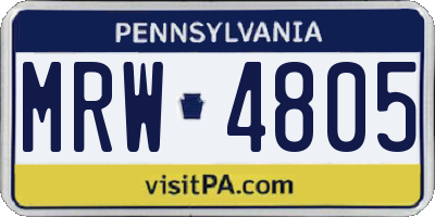PA license plate MRW4805