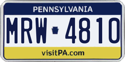 PA license plate MRW4810
