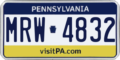 PA license plate MRW4832
