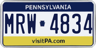 PA license plate MRW4834