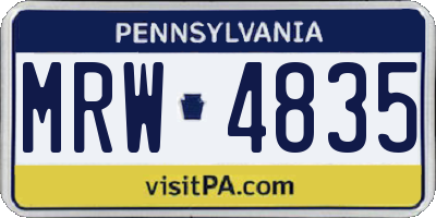 PA license plate MRW4835