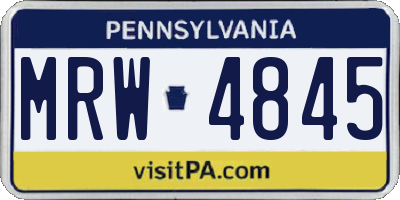 PA license plate MRW4845