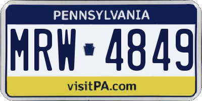 PA license plate MRW4849
