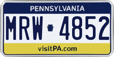 PA license plate MRW4852
