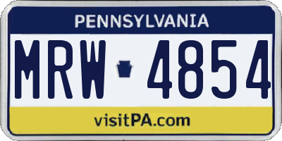 PA license plate MRW4854