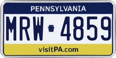 PA license plate MRW4859