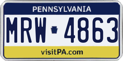 PA license plate MRW4863