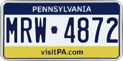 PA license plate MRW4872