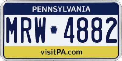 PA license plate MRW4882