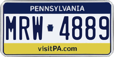 PA license plate MRW4889
