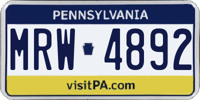 PA license plate MRW4892