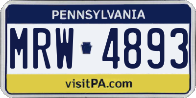 PA license plate MRW4893