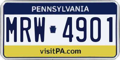PA license plate MRW4901