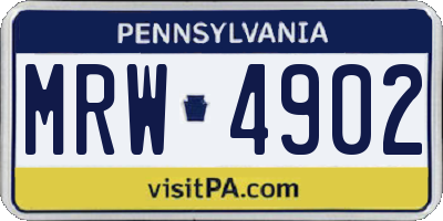 PA license plate MRW4902